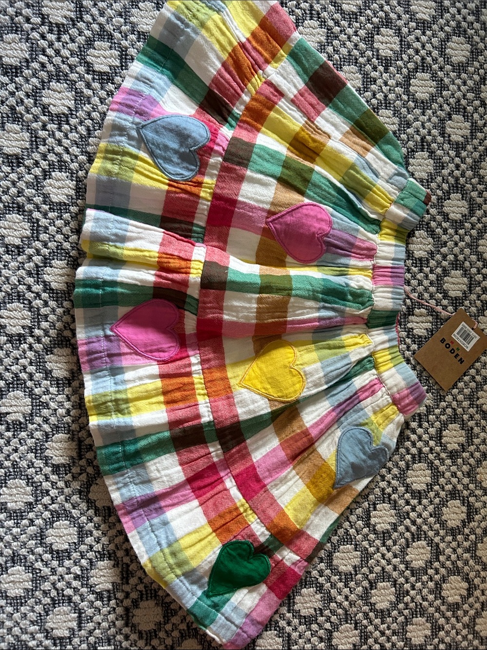 Mini Biden Plaid Cotton Skirt with hearts
